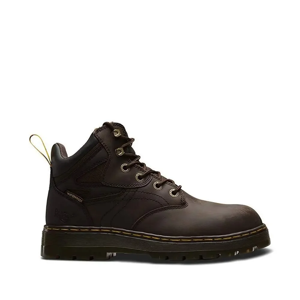 DR. MARTENS, UNISEX PLENUM WATERPROOF LIGHT INDUSTRY BOOTS, DARK BROWN.